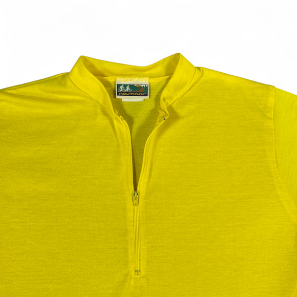 Vintage Nashbar Cycling Jersey Adult LARGE Yellow Blank USA Made Zip Pocket 90s - Picture 6 of 9